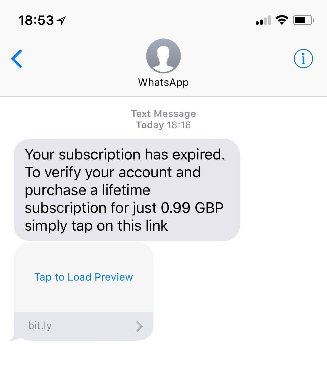 Whatsapp Scam Text Message