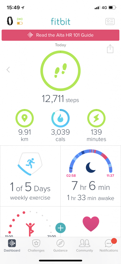 FitBit Alta HR Tracking