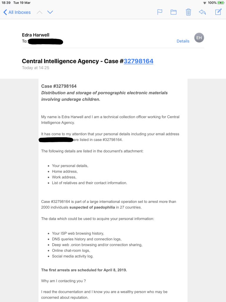 CIA Porn Email Scam
