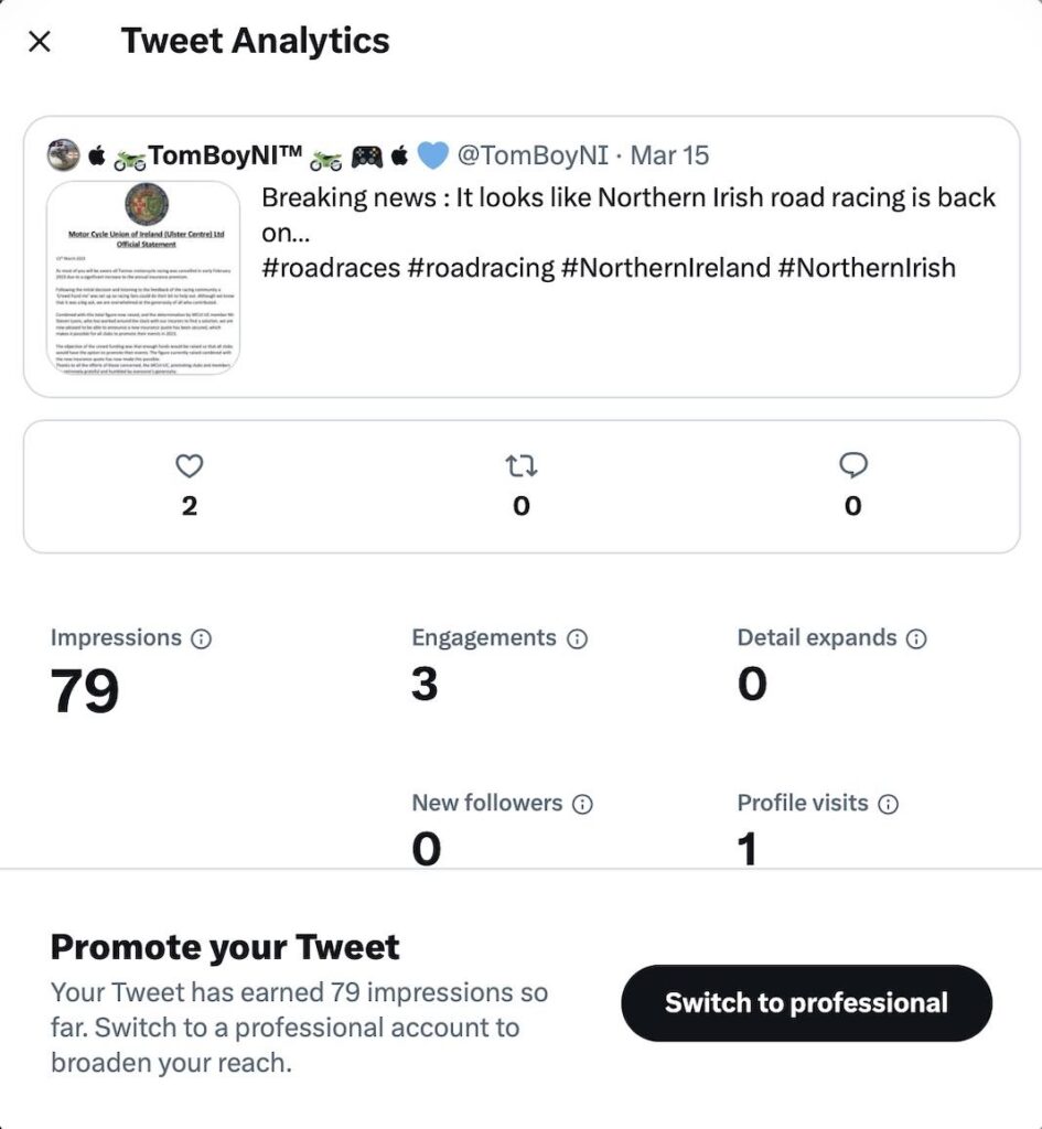 TomBoyNI Twitter Reach