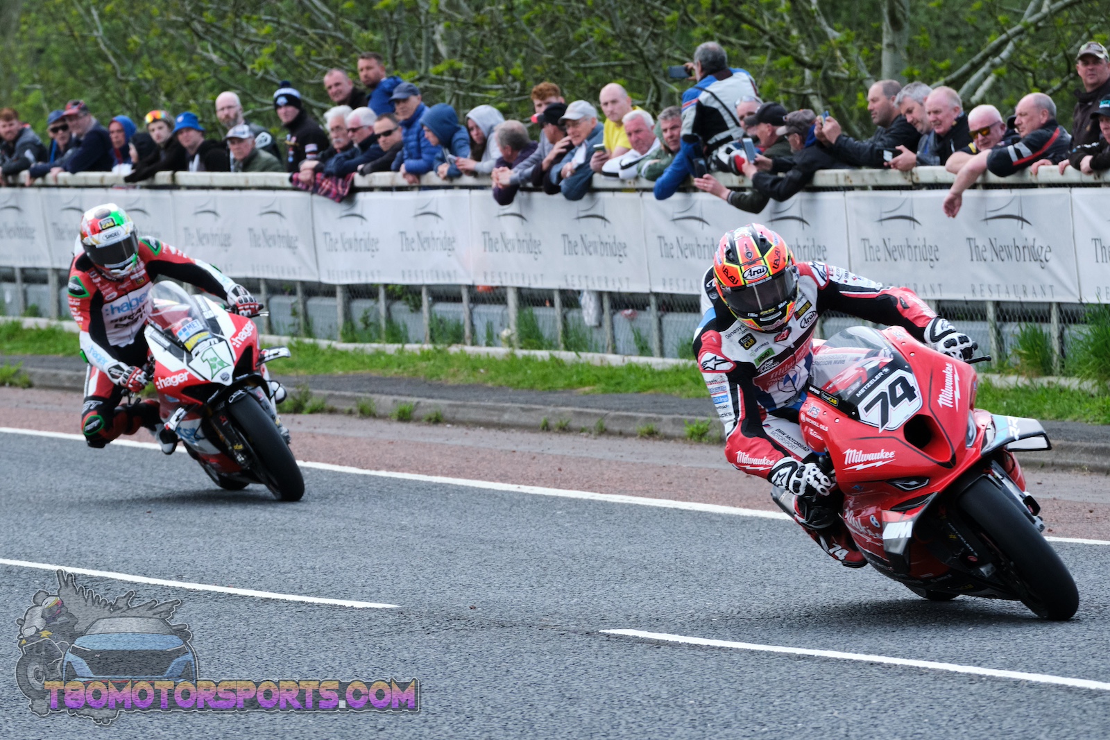 2024 North West 200 - Thursday 9th May 2024 - Thursday Race Session 2024 NW200 - Davey Todd vs Glenn Irwin on the approach to Ballysally Roundabout