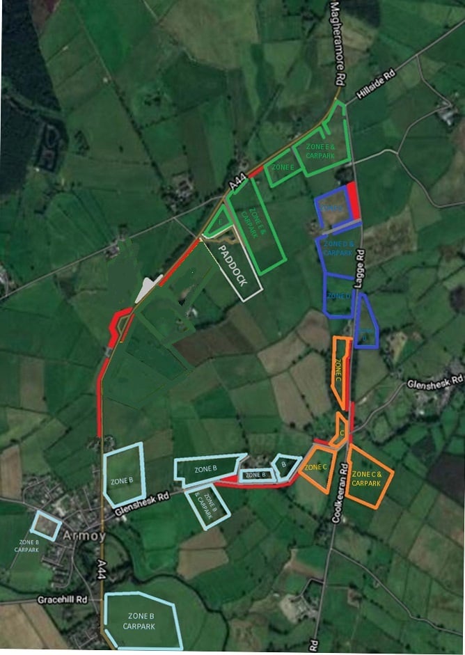 2026 Armoy Road Races Parking Map